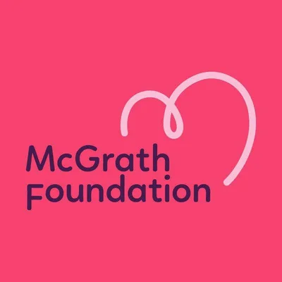 McGrath Foundation logo with a pink background