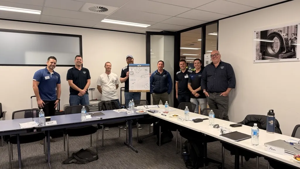A leadership team together at the end of an in-house session